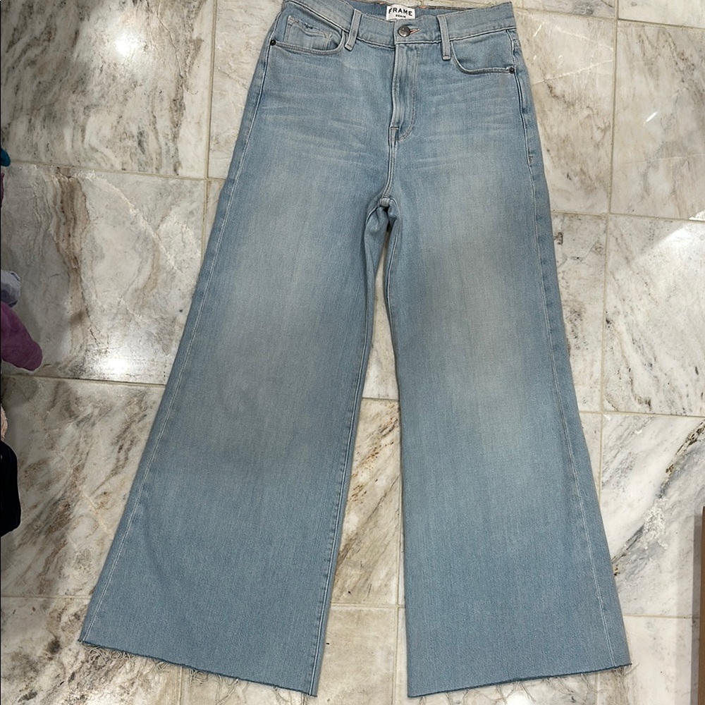 Frame Denim Blue Flare Wide Leg Jeans